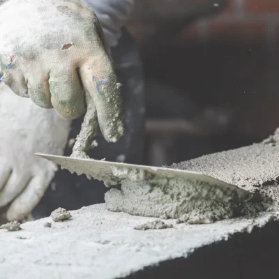 Construction worker bricklaying